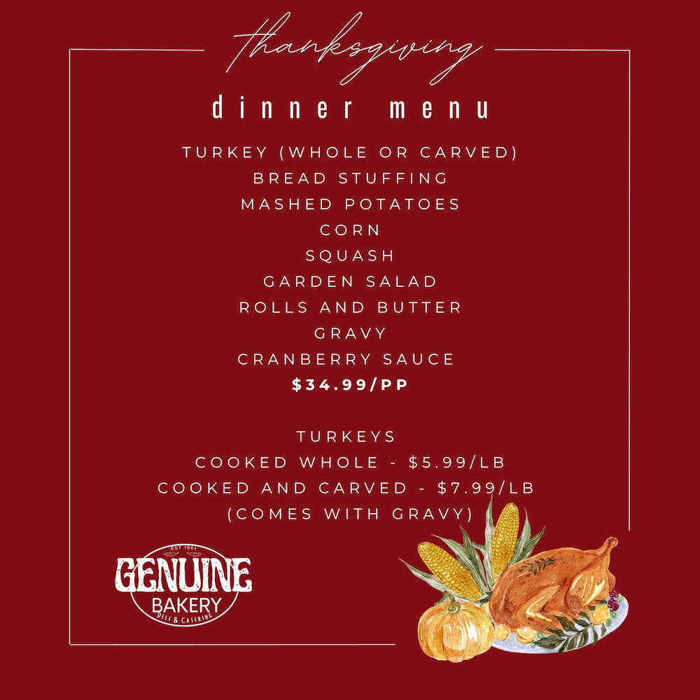 Thanksgiving Dinner Menu